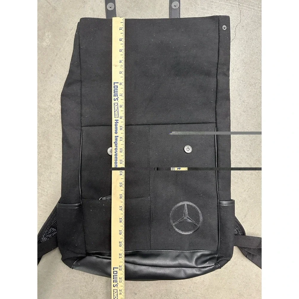 Mercedes-Benz Black Roll Top Backpack Canvas Laptop Travel Bag Unisex Car Logo